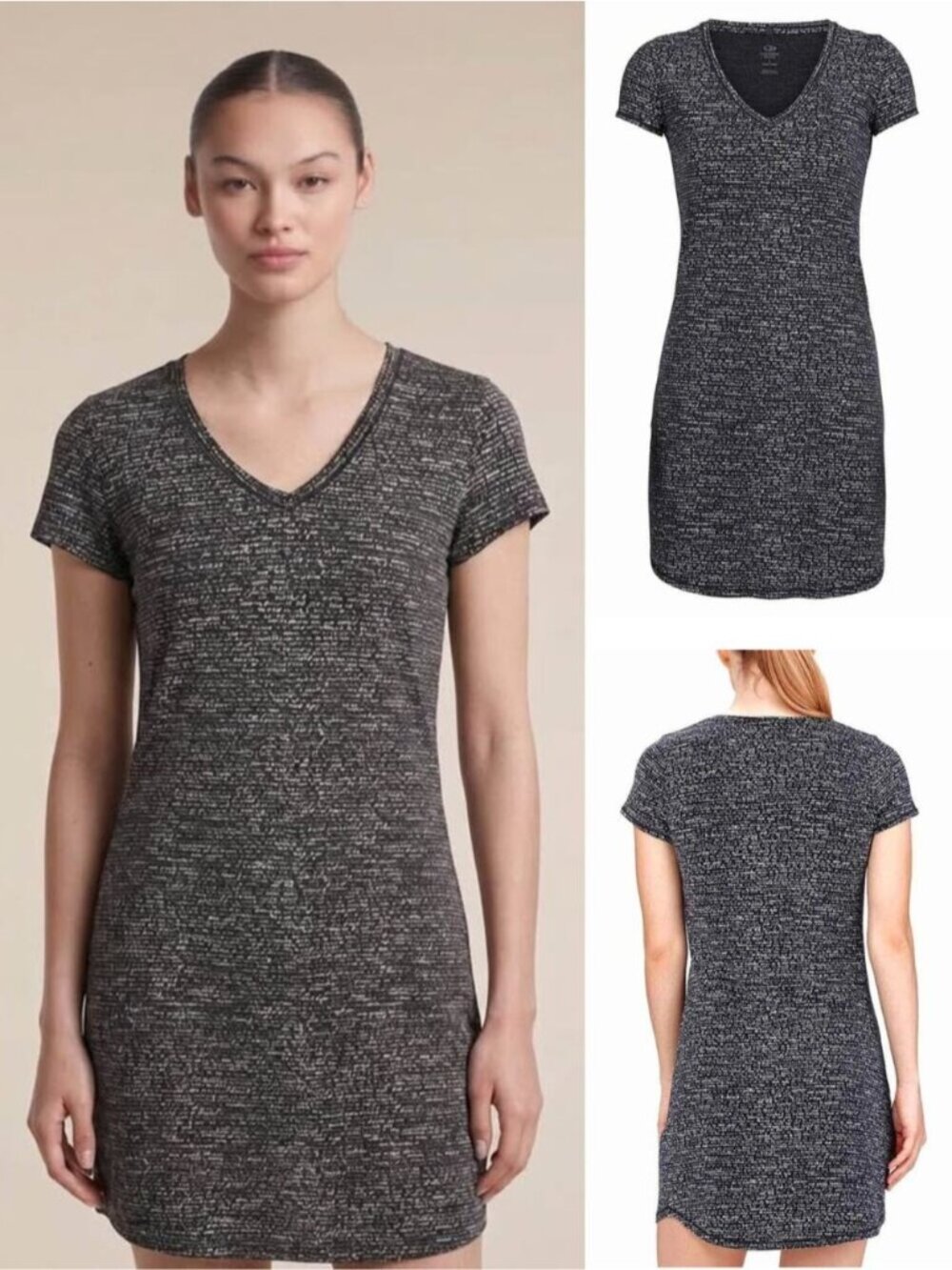ICEBREAKER Yanni Merino Wool V-Neck Dress Size Small Windstorm